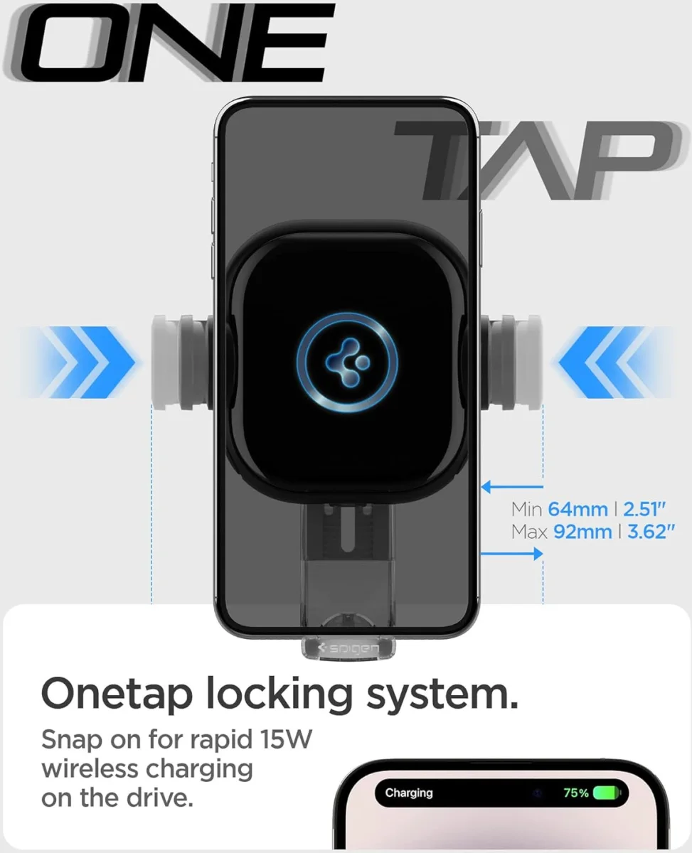 Spigen OneTap Telefoonhouder Auto Raam/Dashboard met Draadloos Opladen 15W afbeelding 3