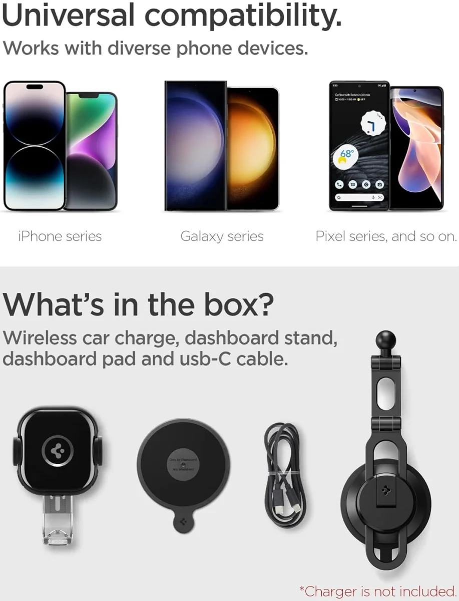 Spigen OneTap Telefoonhouder Auto Raam/Dashboard met Draadloos Opladen 15W afbeelding 7
