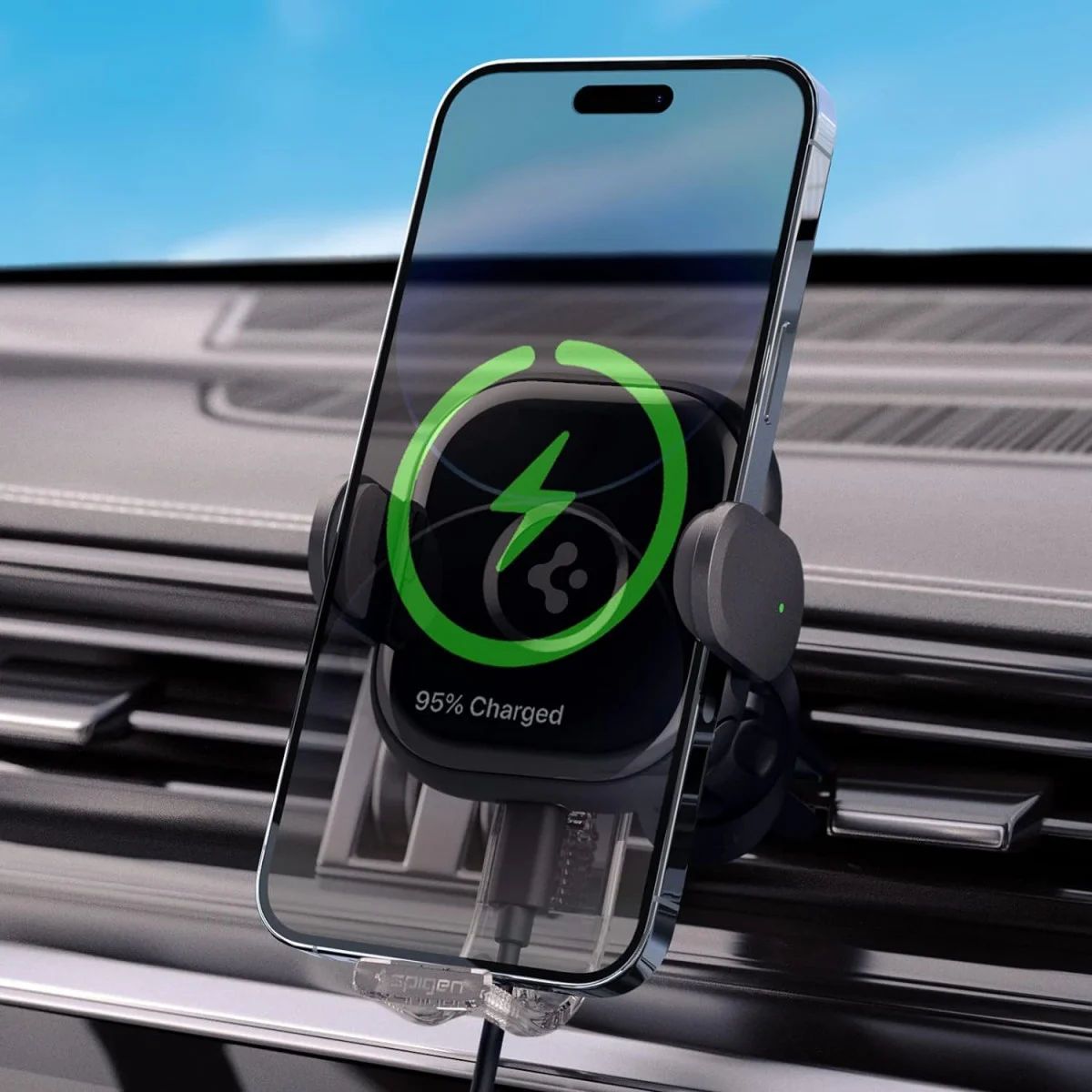 Spigen OneTap Telefoonhouder Auto Ventilatierooster met Draadloos Opladen 15W afbeelding 8