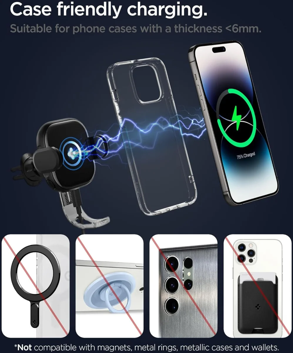 Spigen OneTap Telefoonhouder Auto Ventilatierooster met Draadloos Opladen 15W afbeelding 7