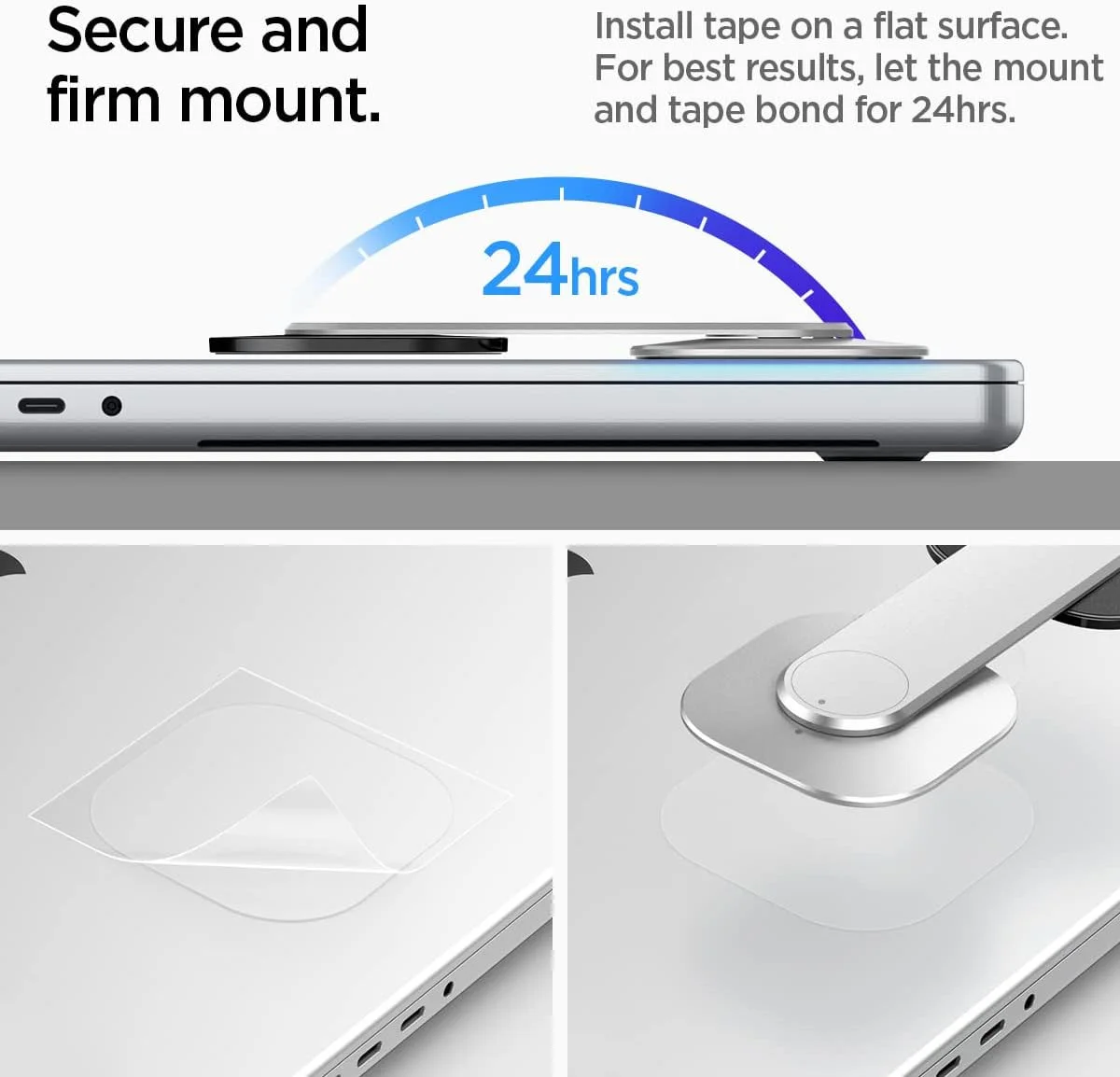Spigen S312 OneTap MagSafe Telefoonhouder voor MacBook/Laptop/Monitor Zilver afbeelding 7