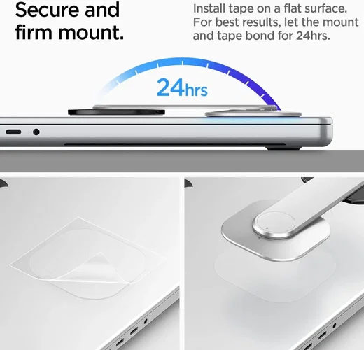 Spigen S312 OneTap MagSafe Telefoonhouder voor MacBook/Laptop/Monitor Zilver afbeelding 7