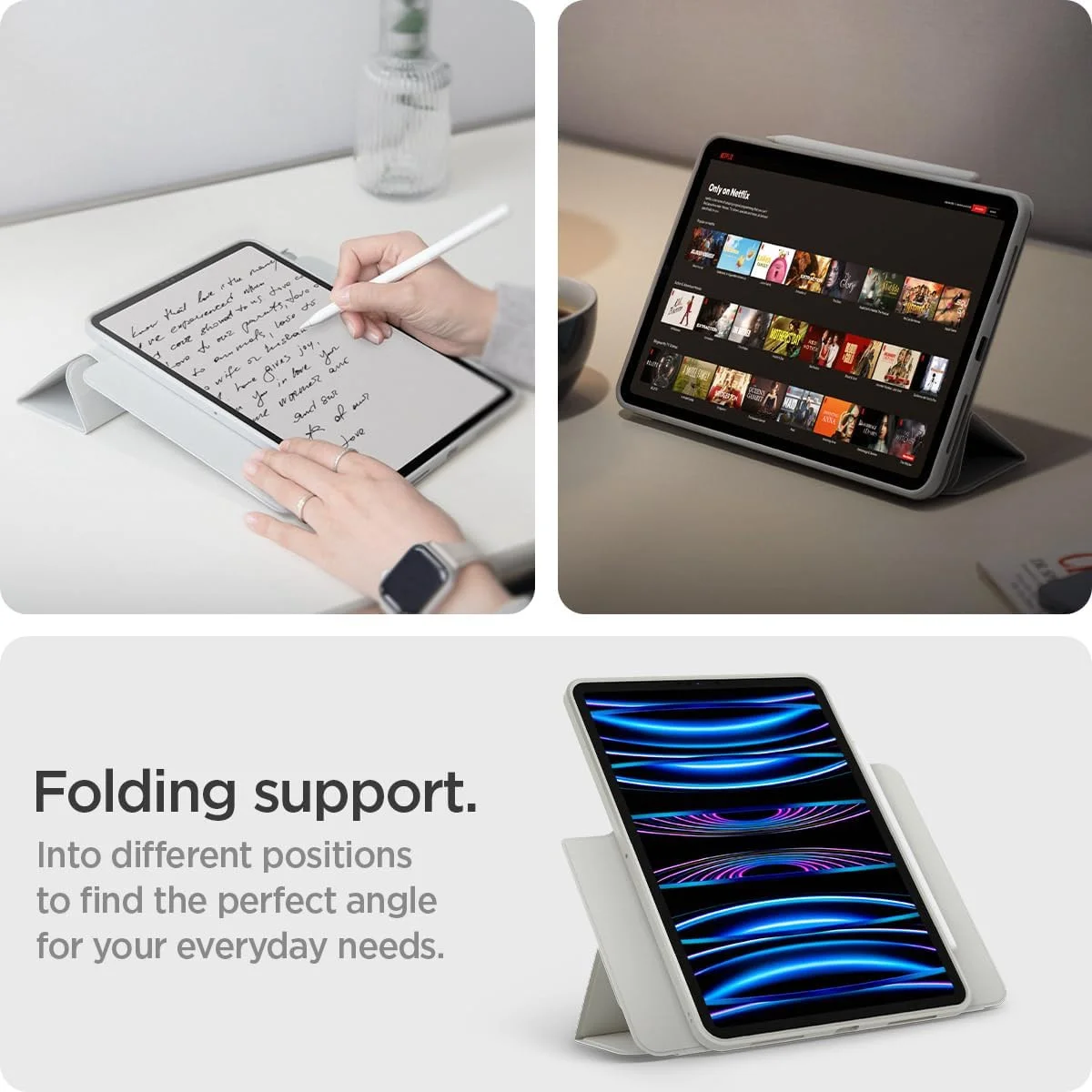 Spigen AirSkin Pro OneTap iPad Pro 11 (2022/2021/2020/2018) Hoes Book Case Grijs afbeelding 6