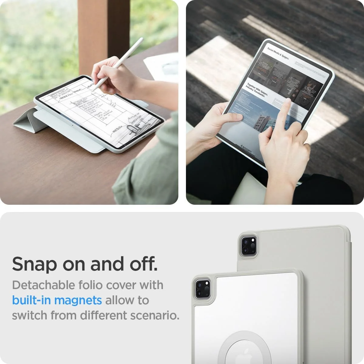 Spigen AirSkin Pro OneTap iPad Pro 11 (2022/2021/2020/2018) Hoes Book Case Grijs afbeelding 7