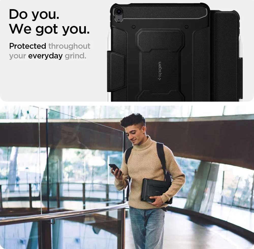 Spigen Rugged Armor Pro iPad Air 10.9 (2022/2020) Hoes Book Case Zwart afbeelding 6