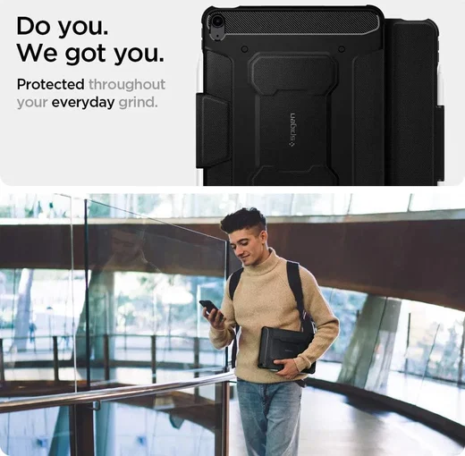 Spigen Rugged Armor Pro iPad Air 10.9 (2022/2020) Hoes Book Case Zwart afbeelding 6