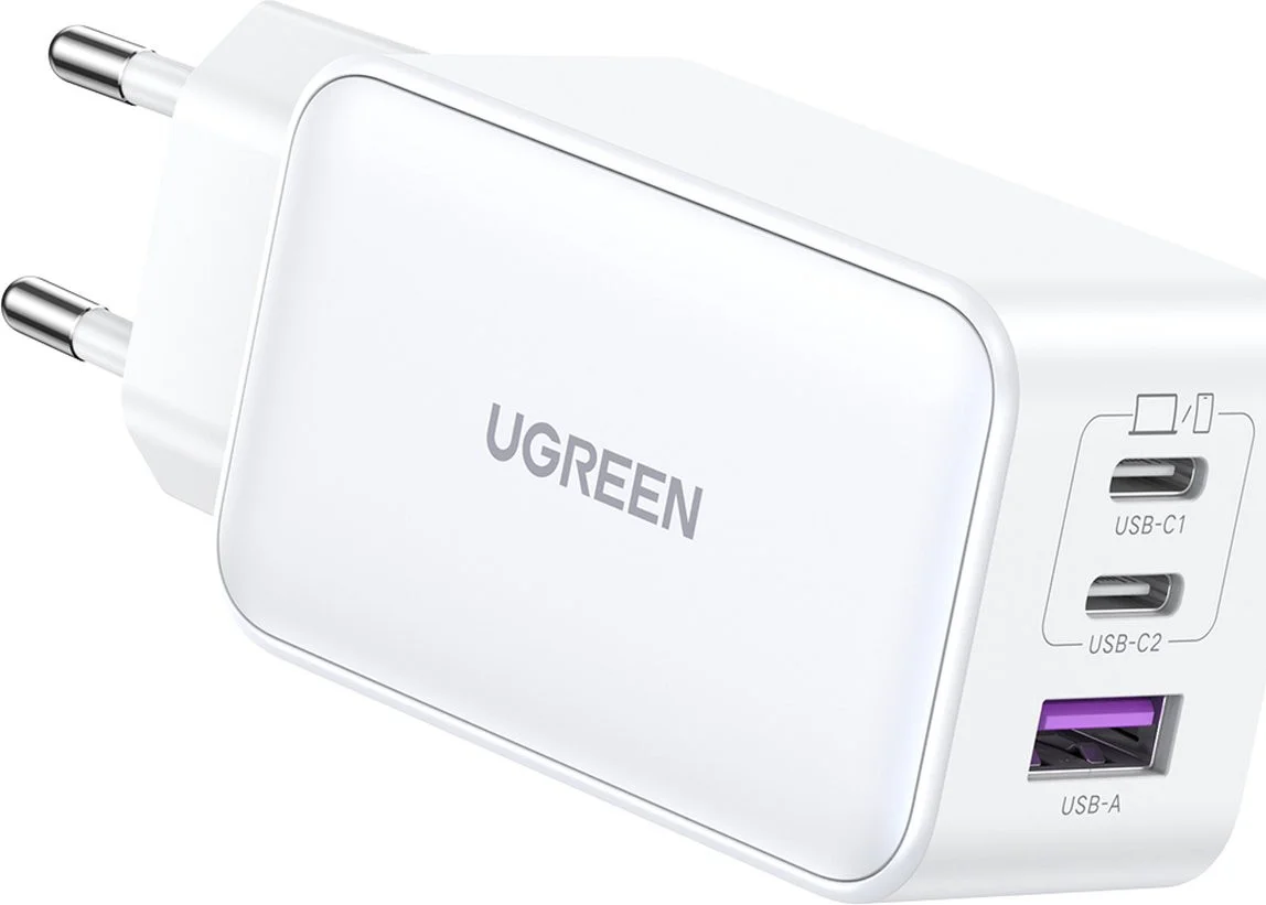 UGREEN Nexode 3-in-1 Snellader GaN 65W met 2x USB-C en 1x USB-A Wit afbeelding 1