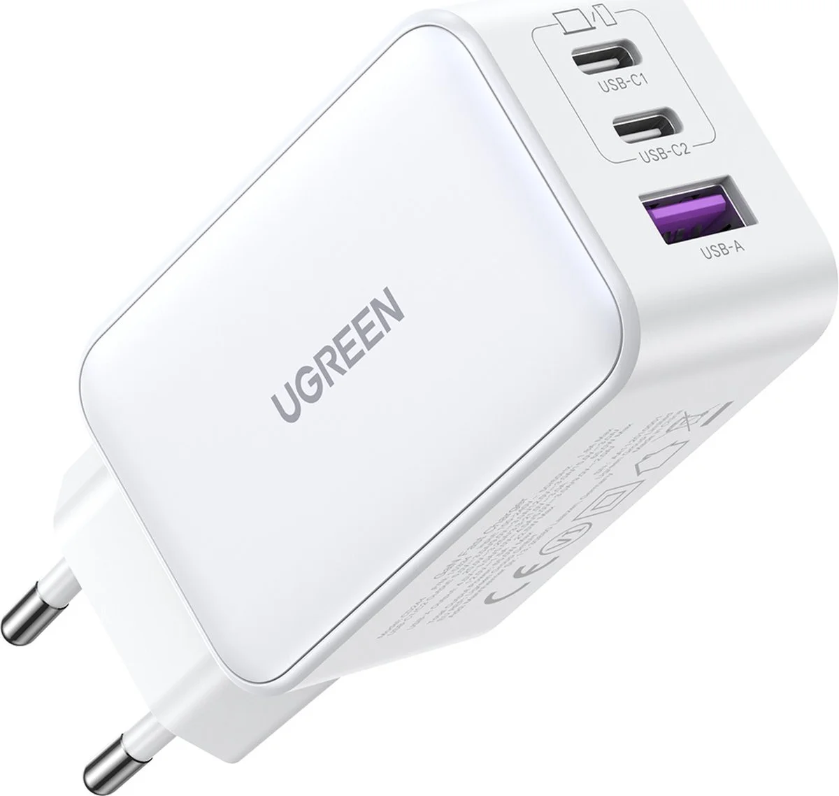 UGREEN Nexode 3-in-1 Snellader GaN 65W met 2x USB-C en 1x USB-A Wit afbeelding 10