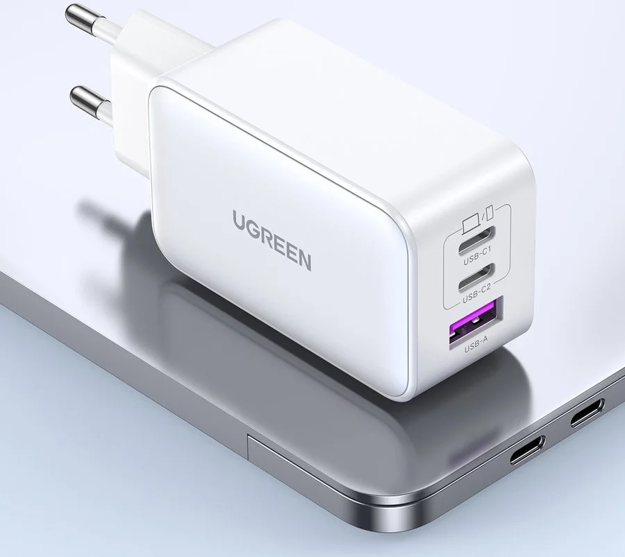 UGREEN Nexode 3-in-1 Snellader GaN 65W met 2x USB-C en 1x USB-A Wit afbeelding 9