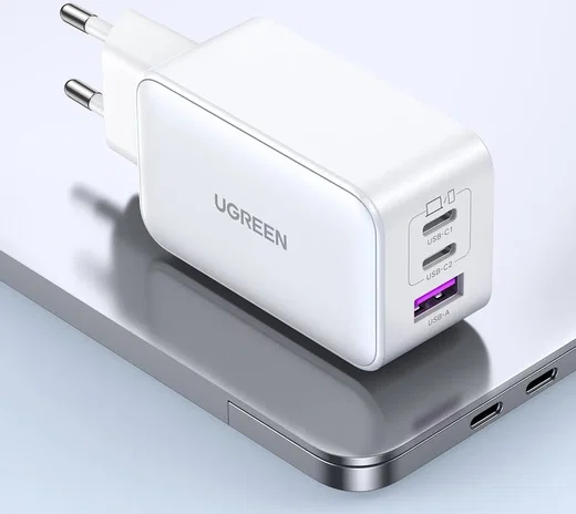 UGREEN Nexode 3-in-1 Snellader GaN 65W met 2x USB-C en 1x USB-A Wit afbeelding 9