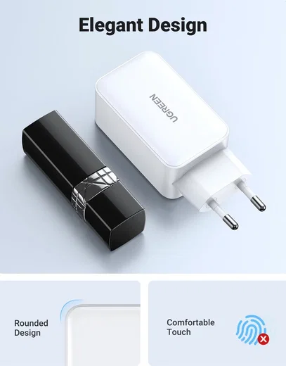 UGREEN Nexode 3-in-1 Snellader GaN 65W met 2x USB-C en 1x USB-A Wit afbeelding 5