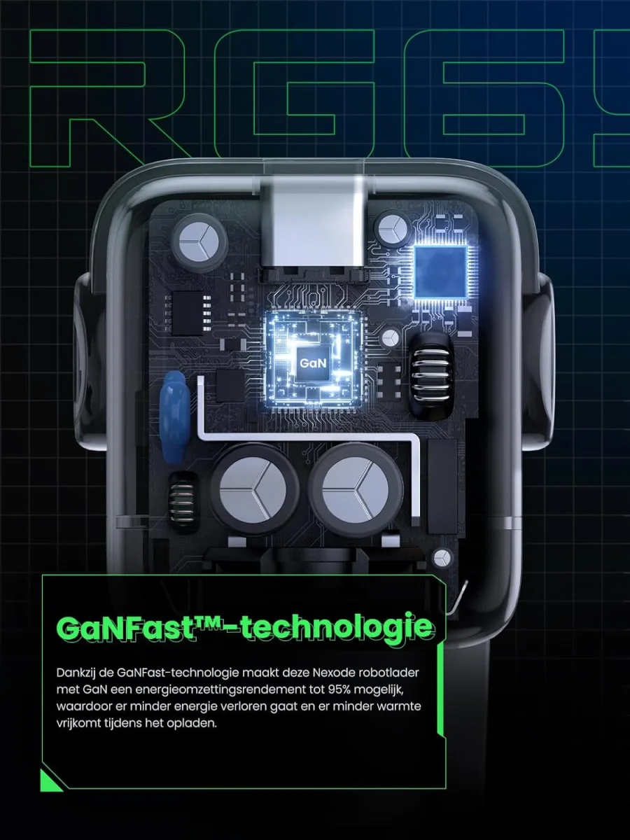 UGREEN Nexode RG GaN Oplader 65W Fast Charger 2x USB-C 1x USB-A afbeelding 9