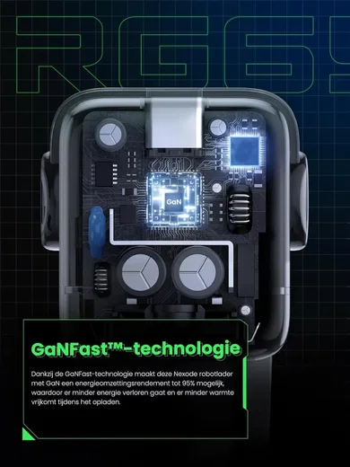 UGREEN Nexode RG GaN Oplader 65W Fast Charger 2x USB-C 1x USB-A afbeelding 9