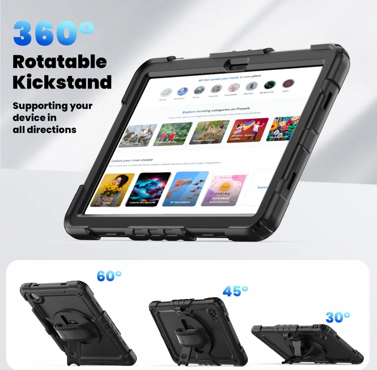 Lenovo Tab M11 / K11 Hoes met Screen Protector en Handriem Zwart afbeelding 8