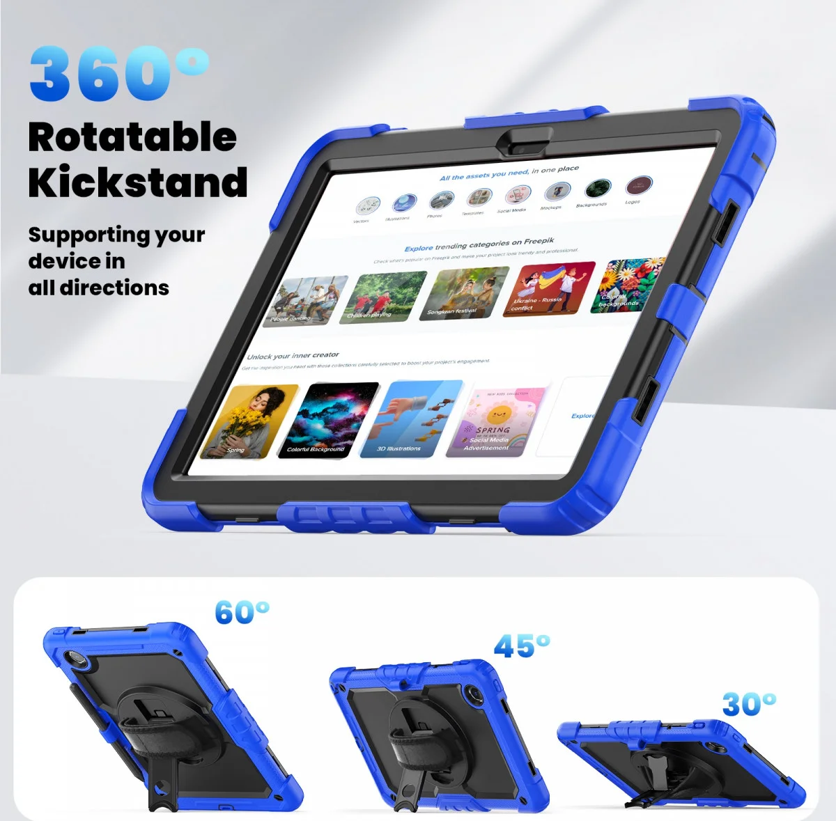Lenovo Tab M11 / K11 Hoes met Screen Protector en Handriem Blauw afbeelding 8