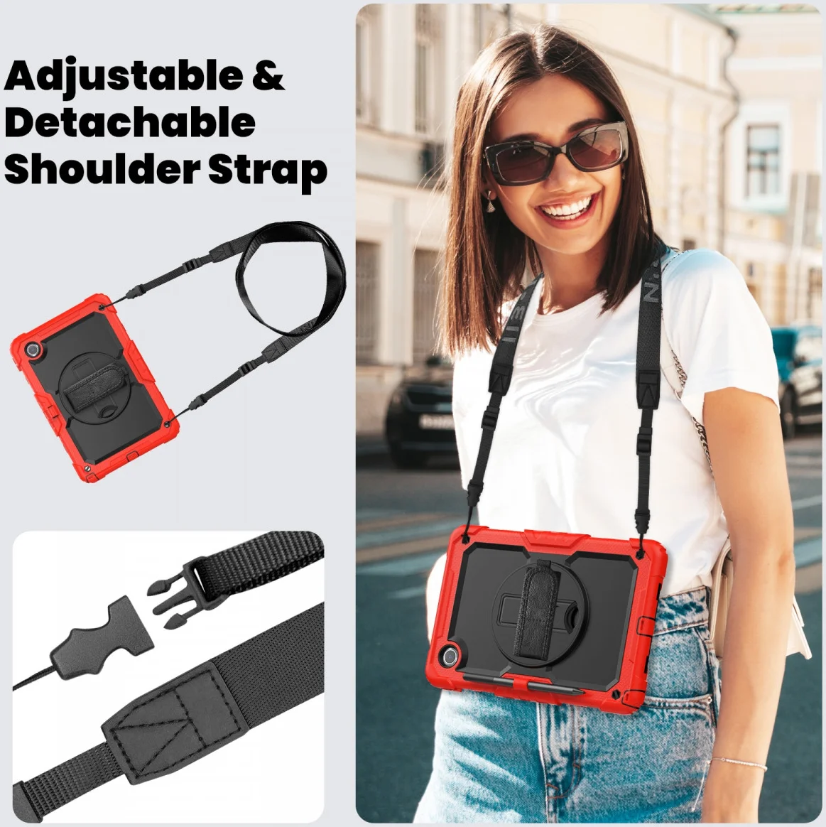 Lenovo Tab M11 / K11 Hoes met Screen Protector en Handriem Rood afbeelding 8