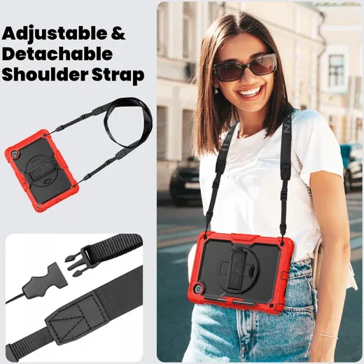 Lenovo Tab M11 / K11 Hoes met Screen Protector en Handriem Rood afbeelding 8