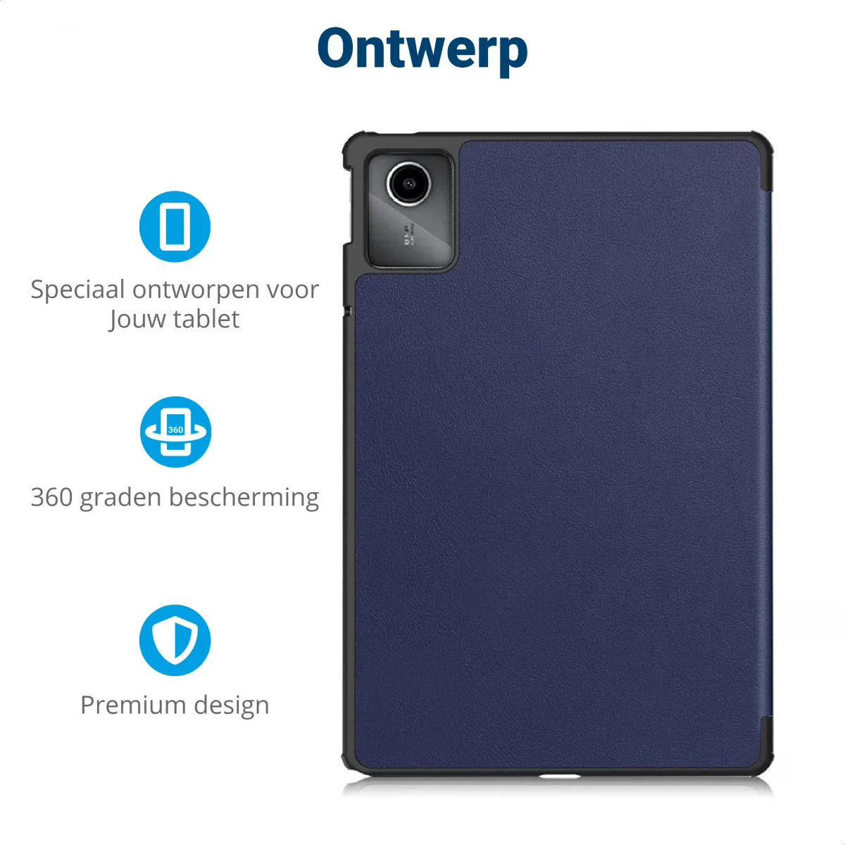 Lenovo Tab M11 / K11 Hoes Tri-Fold Book Case met Standaard Blauw afbeelding 3
