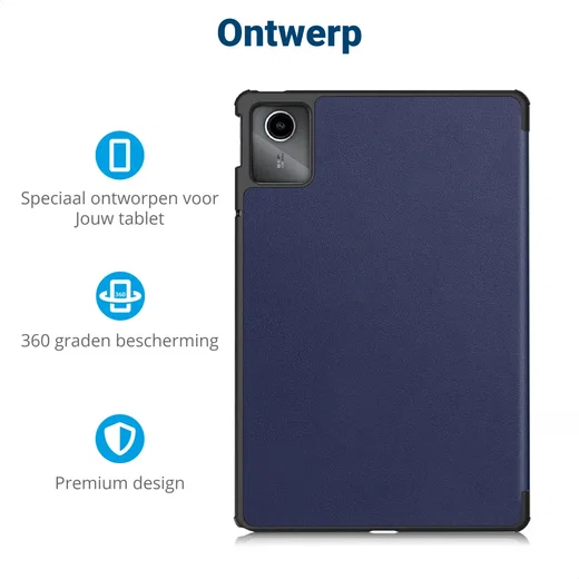 Lenovo Tab M11 / K11 Hoes Tri-Fold Book Case met Standaard Blauw afbeelding 3