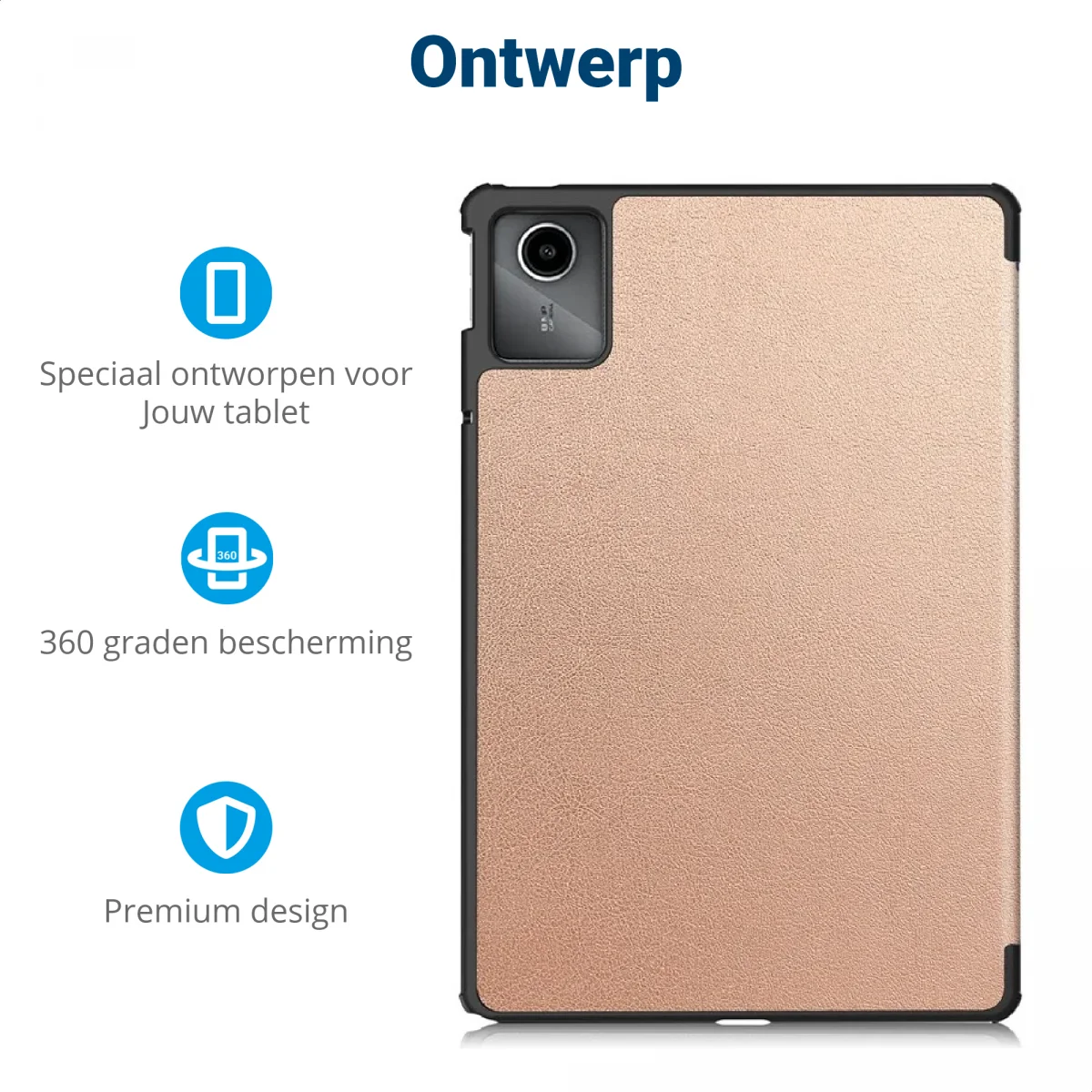Lenovo Tab M11 / K11 Hoes Tri-Fold Book Case met Standaard Goud afbeelding 3