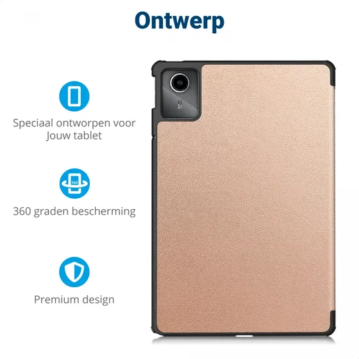 Lenovo Tab M11 / K11 Hoes Tri-Fold Book Case met Standaard Goud afbeelding 3