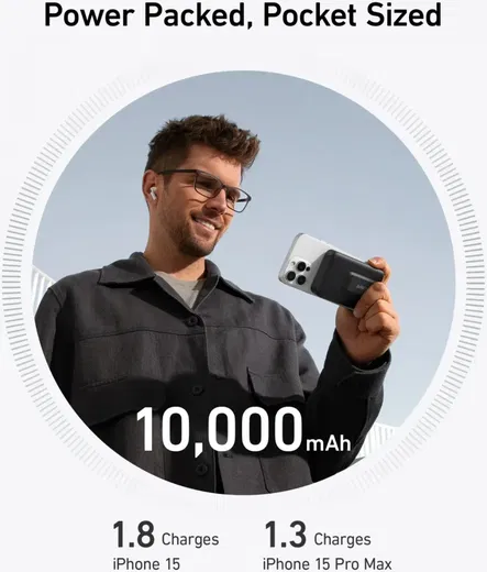 Anker MagGo Qi2 / MagSafe Powerbank met 27W USB-C Poort 10.000 mAh Zwart afbeelding 11