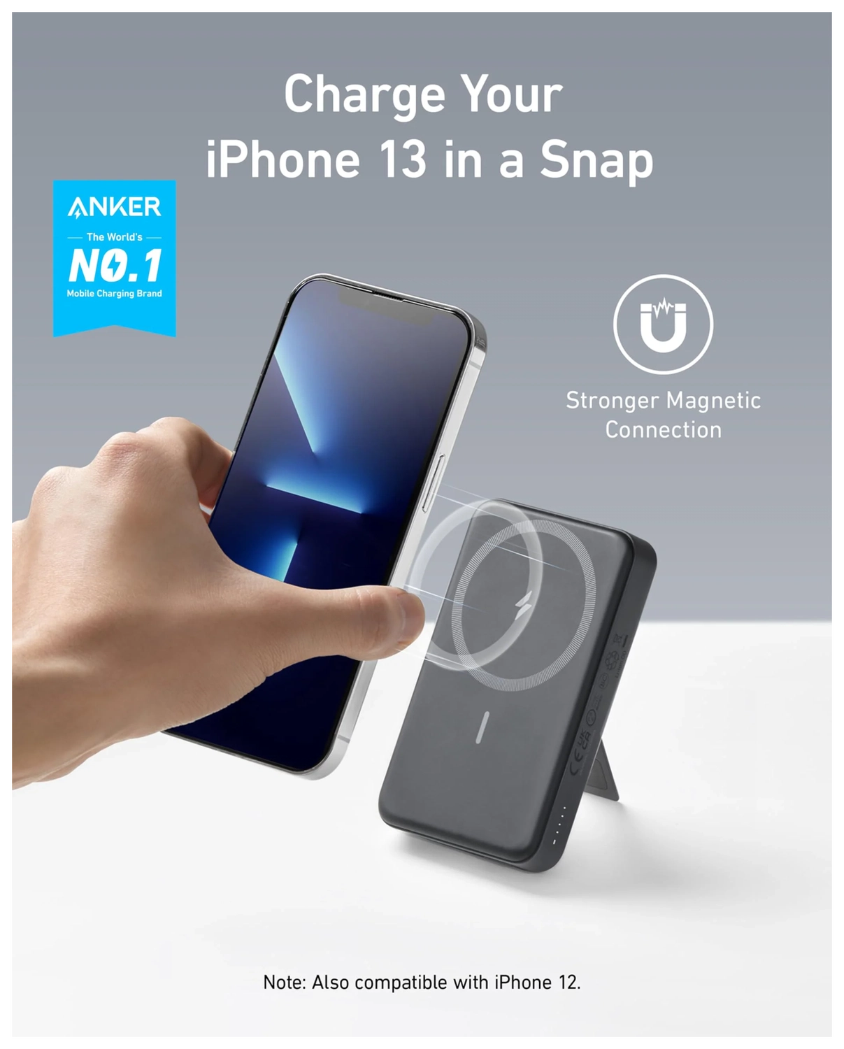 Anker MagGo Qi2 / MagSafe Powerbank met 27W USB-C Poort 10.000 mAh Zwart afbeelding 3