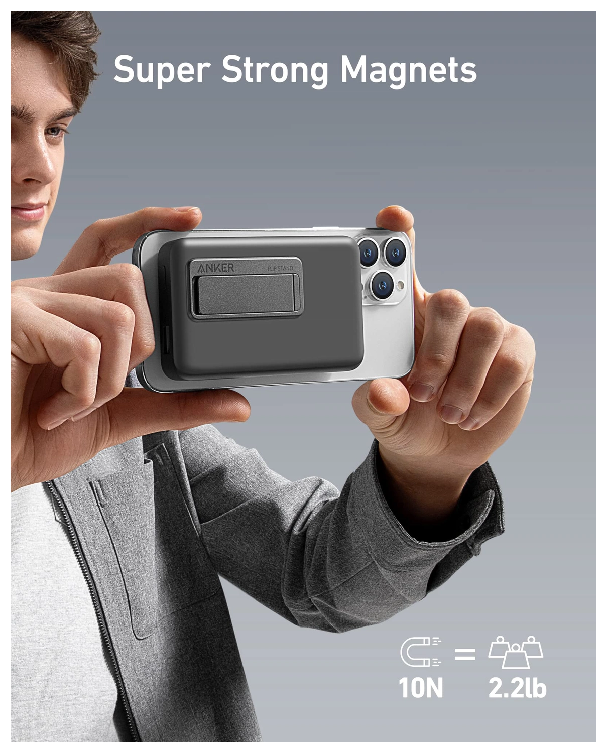 Anker MagGo Qi2 / MagSafe Powerbank met 27W USB-C Poort 10.000 mAh Zwart afbeelding 5