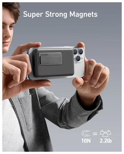 Anker MagGo Qi2 / MagSafe Powerbank met 27W USB-C Poort 10.000 mAh Zwart afbeelding 5