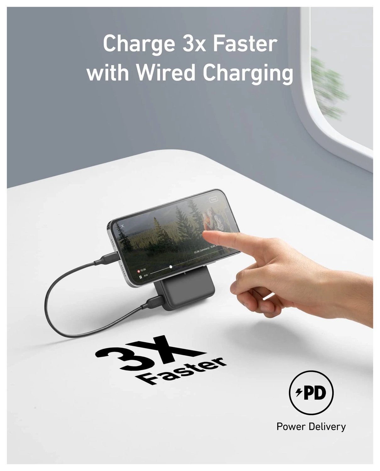 Anker MagGo Qi2 / MagSafe Powerbank met 27W USB-C Poort 10.000 mAh Zwart afbeelding 7