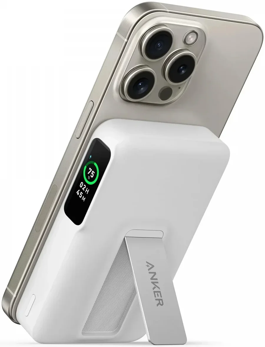 Anker MagGo Qi2 / MagSafe Powerbank met 27W USB-C Poort 10.000 mAh Wit afbeelding 1