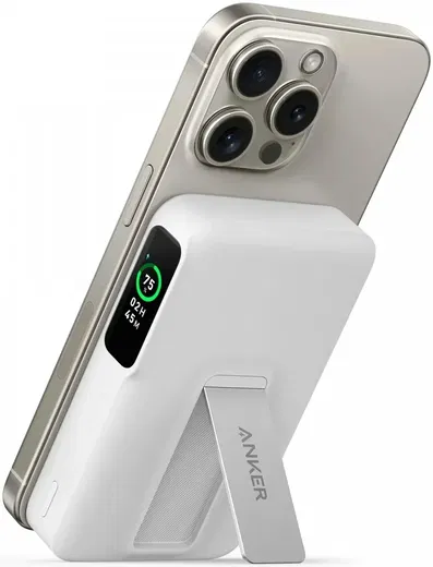 Anker MagGo Qi2 / MagSafe Powerbank met 27W USB-C Poort 10.000 mAh Wit afbeelding 1