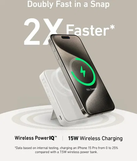 Anker MagGo Qi2 / MagSafe Powerbank met 27W USB-C Poort 10.000 mAh Wit afbeelding 6