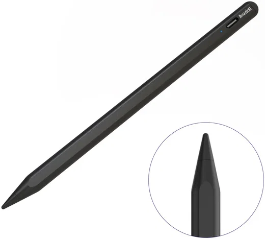 Buddi Flow Universele Actieve Stylus Pen met USB-C Poort Zwart afbeelding 1