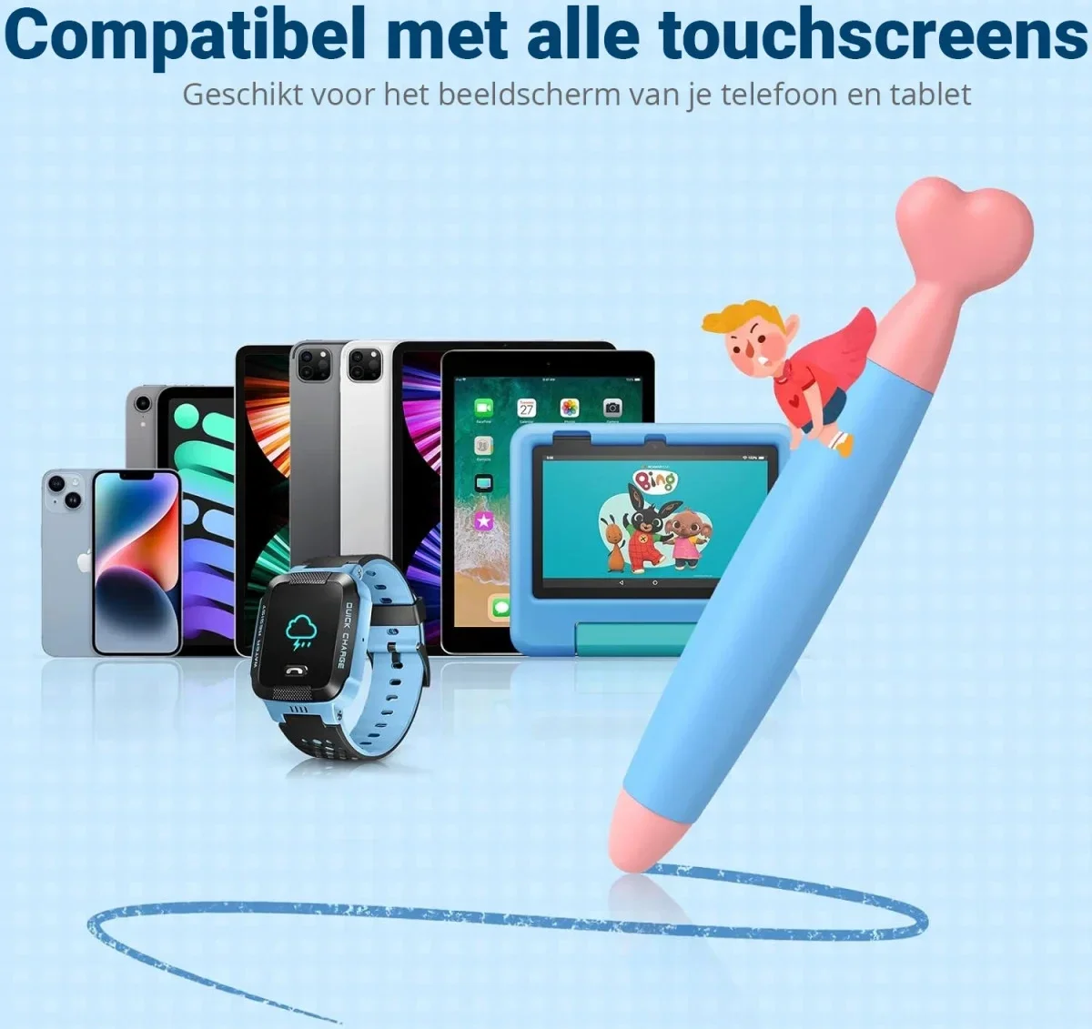 SBG Universele Kindvriendelijke Stylus Pen voor Kinderen Groen afbeelding 5