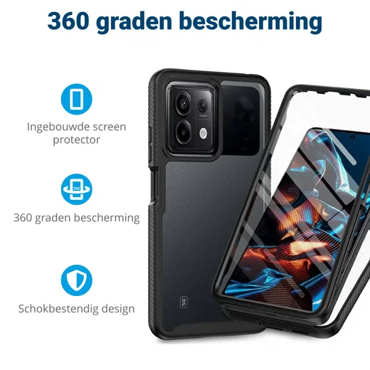 Xiaomi Redmi Note 13 Pro 5G / Poco X6 Hoesje Full Protect 360° Cover Zwart afbeelding 2