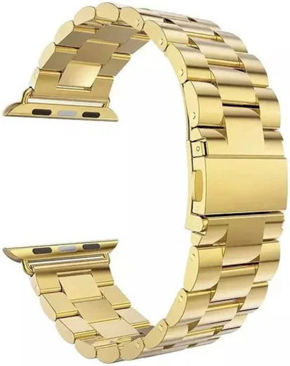 Apple Watch 45MM / 44MM / 42MM Bandje Schakelband Roestvrij Staal Goud afbeelding 5