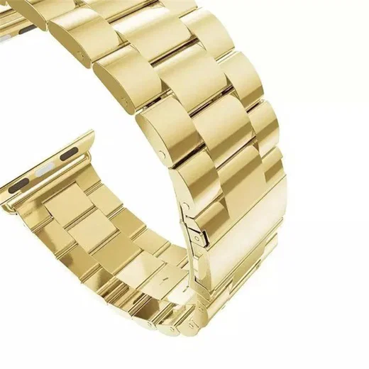 Apple Watch 45MM / 44MM / 42MM Bandje Schakelband Roestvrij Staal Goud afbeelding 6