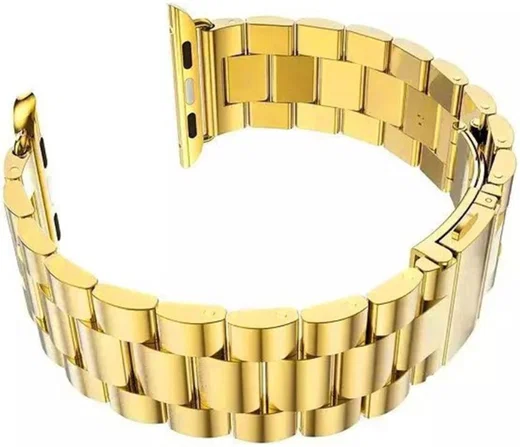 Apple Watch 45MM / 44MM / 42MM Bandje Schakelband Roestvrij Staal Goud afbeelding 7