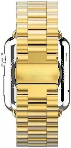 Apple Watch 45MM / 44MM / 42MM Bandje Schakelband Roestvrij Staal Goud afbeelding 3