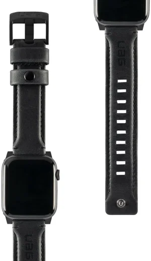 Urban Armor Gear Leather Apple Watch 45MM / 44MM / 42MM Bandje Zwart afbeelding 2