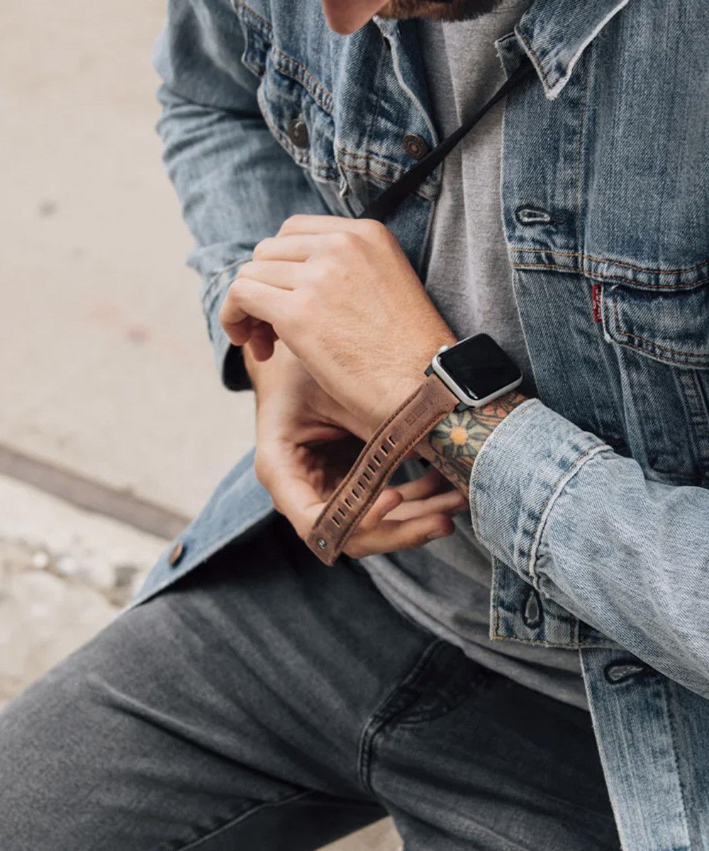 Urban Armor Gear Leather Apple Watch 41MM / 40MM / 38MM Bandje Bruin afbeelding 5