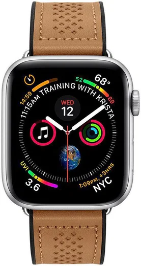 Spigen Retro Fit Apple Watch 45MM / 44MM / 42MM Bandje Kunst Leer Bruin afbeelding 2