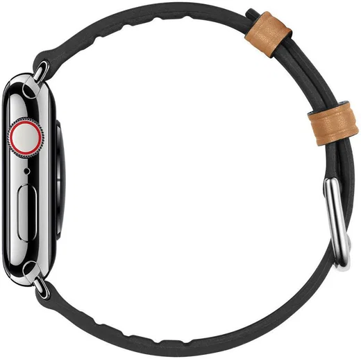 Spigen Retro Fit Apple Watch 45MM / 44MM / 42MM Bandje Kunst Leer Bruin afbeelding 3