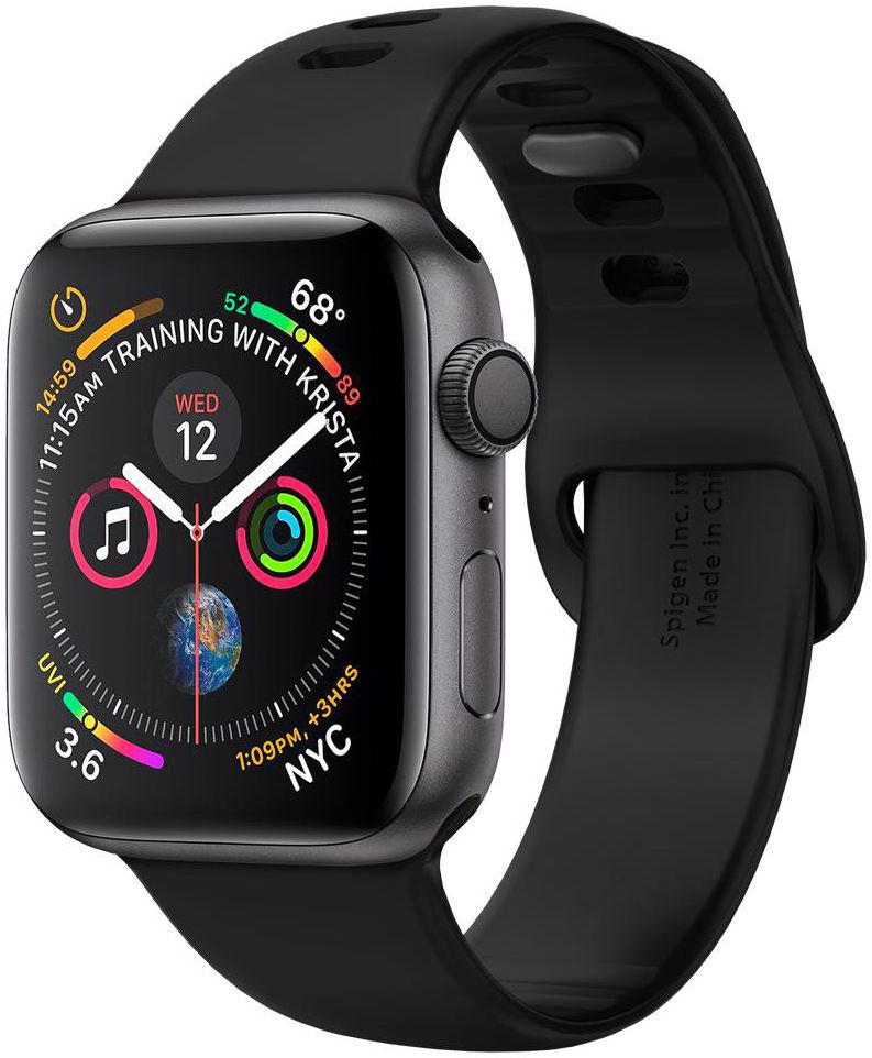 Spigen Air Fit Apple Watch 45MM / 44MM / 42MM Bandje Siliconen Zwart afbeelding 1