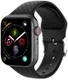 Apple Watch 45MM / 44MM / 42MM Bandje Siliconen met 3D Diamant Textuur Zwart afbeelding 1
