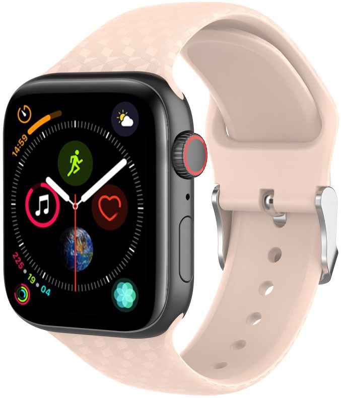 Apple Watch 45MM / 44MM / 42MM Bandje Siliconen met 3D Diamant Textuur Roze afbeelding 1