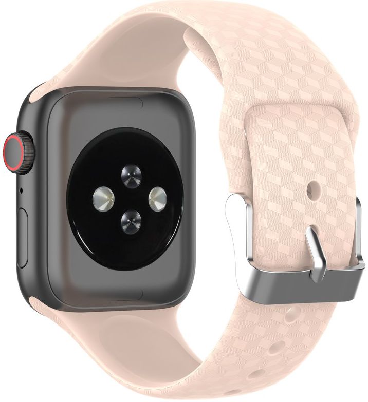 Apple Watch 45MM / 44MM / 42MM Bandje Siliconen met 3D Diamant Textuur Roze afbeelding 2