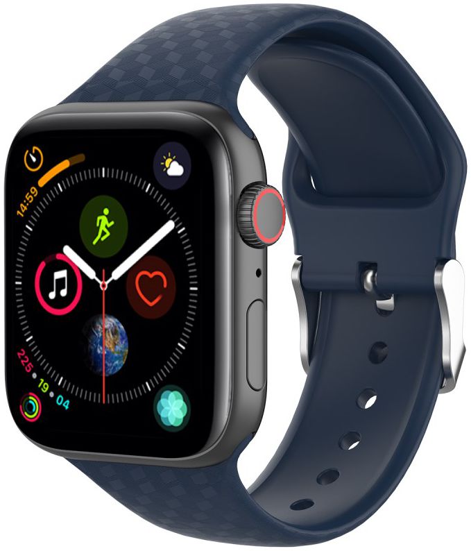 Apple Watch 45MM / 44MM / 42MM Bandje Siliconen met 3D Diamant Textuur Blauw afbeelding 1