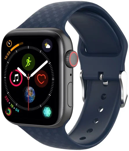 Apple Watch 45MM / 44MM / 42MM Bandje Siliconen met 3D Diamant Textuur Blauw afbeelding 1